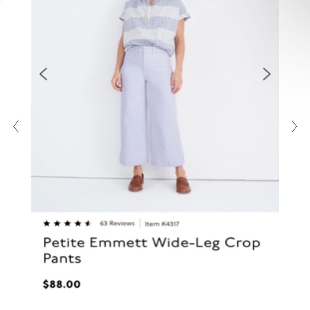 MADEWELL Emmett wide-leg cropped pants in "violet